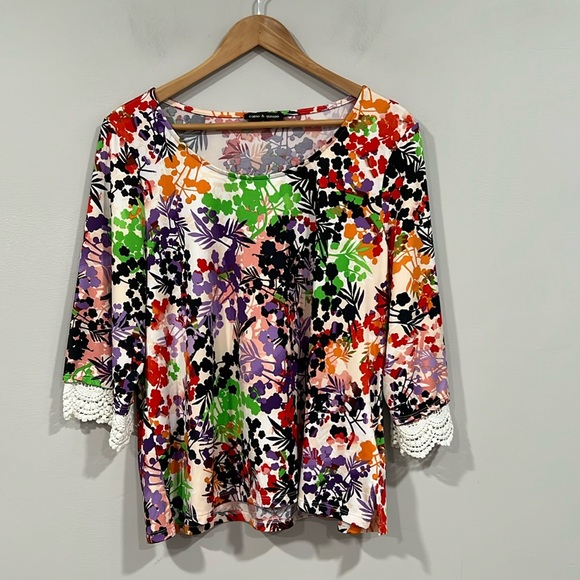 Cable & Gauge Tops - Cable & Gauge 3/4 Sleeve Scoop Neck Blouse XL
